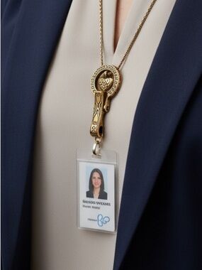 Brighton Heart & Crystal Silver Tone Badge Clip Lanyard